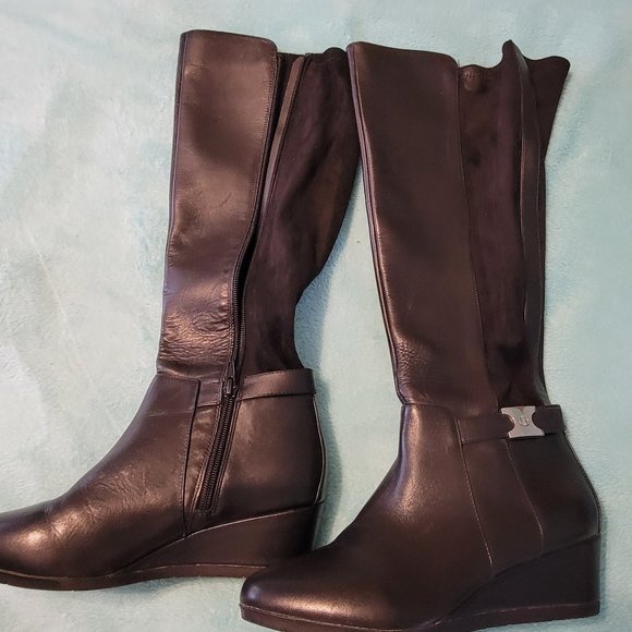 Giani Bernini leather knee high zippered boots size 7M - Picture 1 of 6